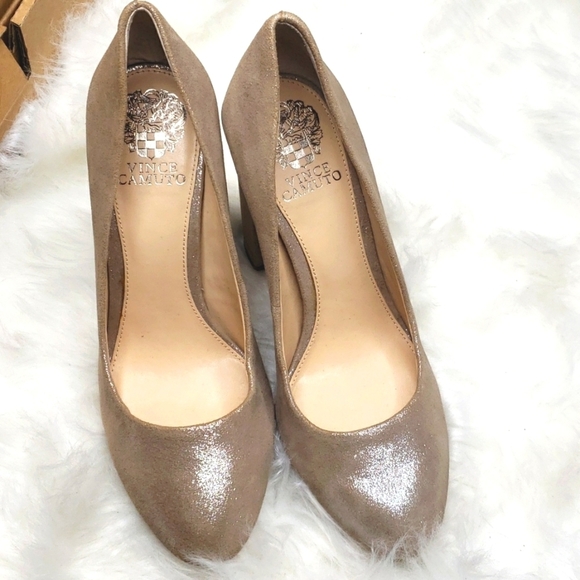 Vince Camuto Janetta Pewter metallic block heels 8.5 new - Picture 12 of 16